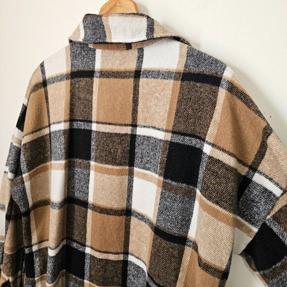 EUC AMAZING PLAID NEUTRAL COLORS LONG SHACKET SIZE M - Picture 11 of 15